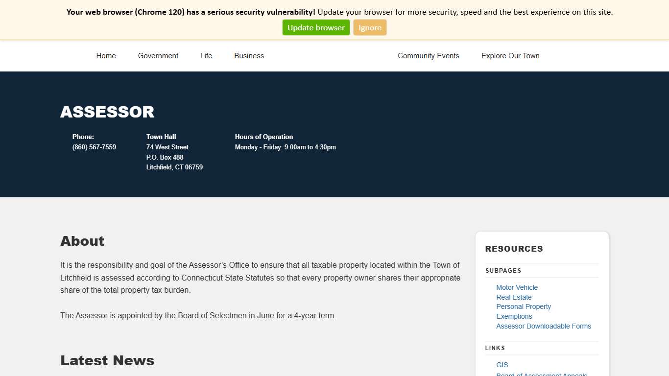 Assessor Town of Litchfield, CT