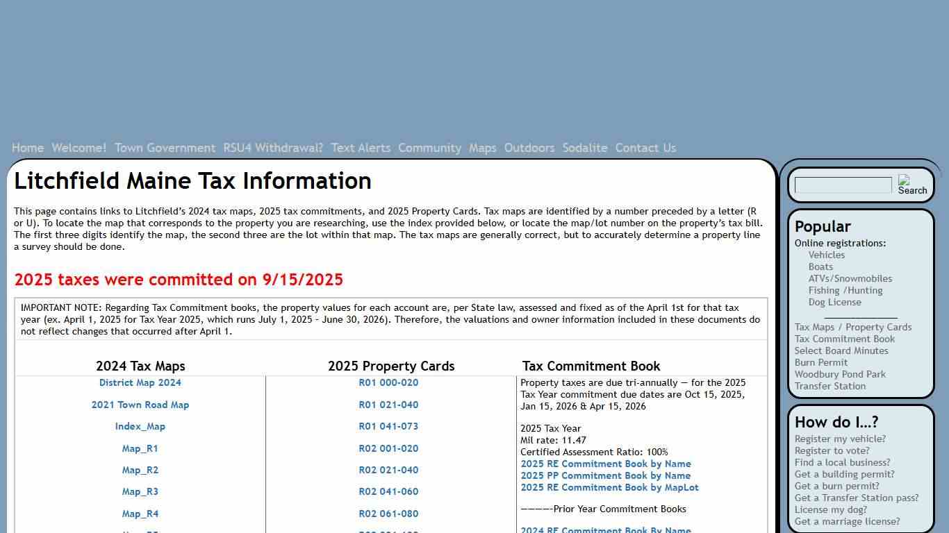 Tax Information « Litchfield, Maine